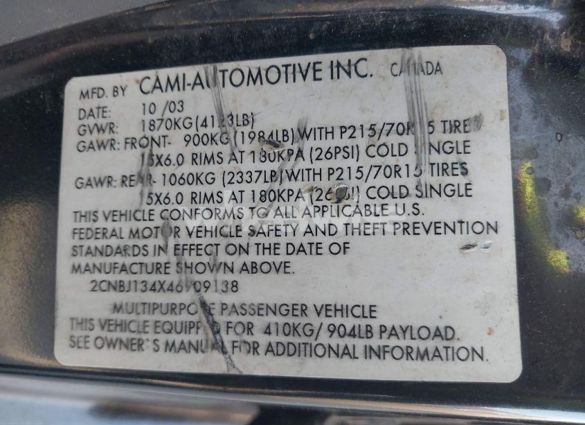 Photo 9 of 2004 Chevrolet Tracker (VIN 2CNBJ134X46909138)