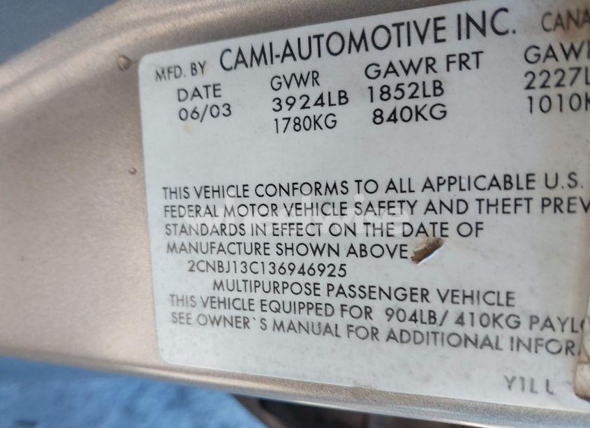 Photo 9 of 2003 Chevrolet Tracker HARD TOP BASE (VIN 2CNBJ13C136946925)