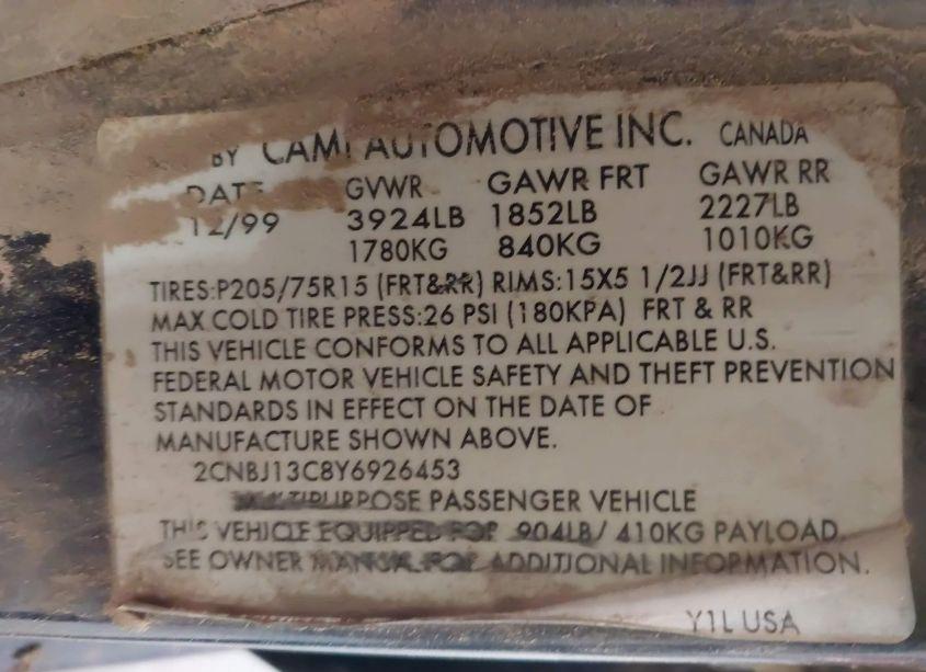 Photo 9 of 2000 Chevrolet Tracker HARD TOP (VIN 2CNBJ13C8Y6926453)