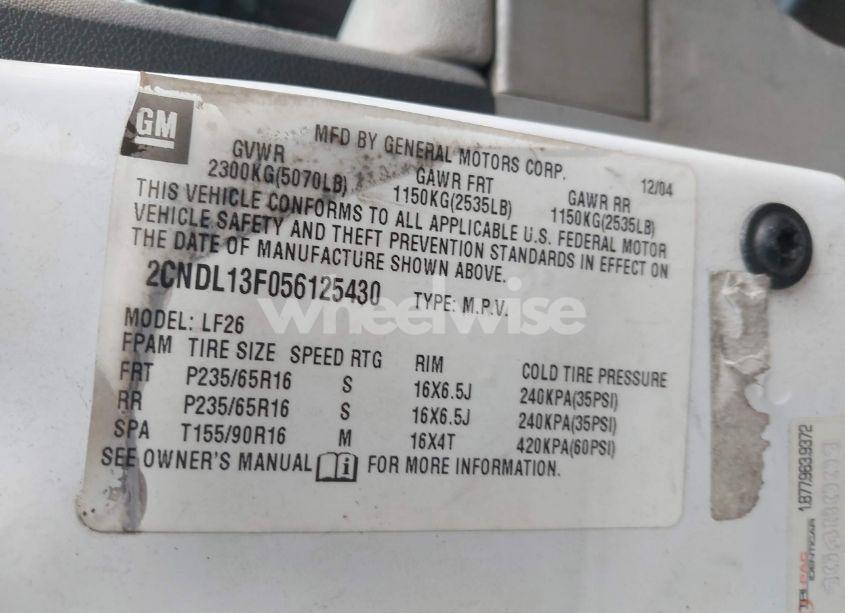 Photo 9 of 2005 Chevrolet Equinox LS (VIN 2CNDL13F056125430)