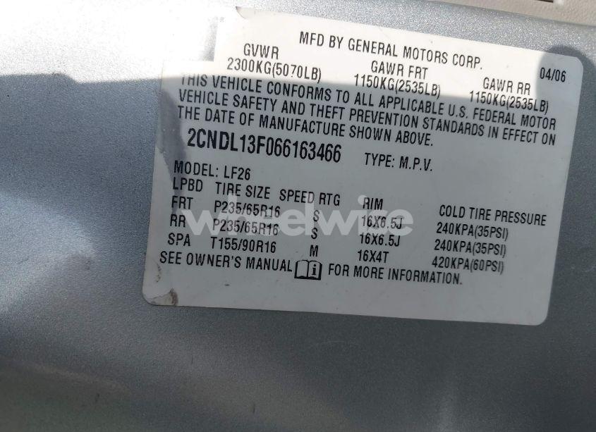 Photo 9 of 2006 Chevrolet Equinox LS (VIN 2CNDL13F066163466)