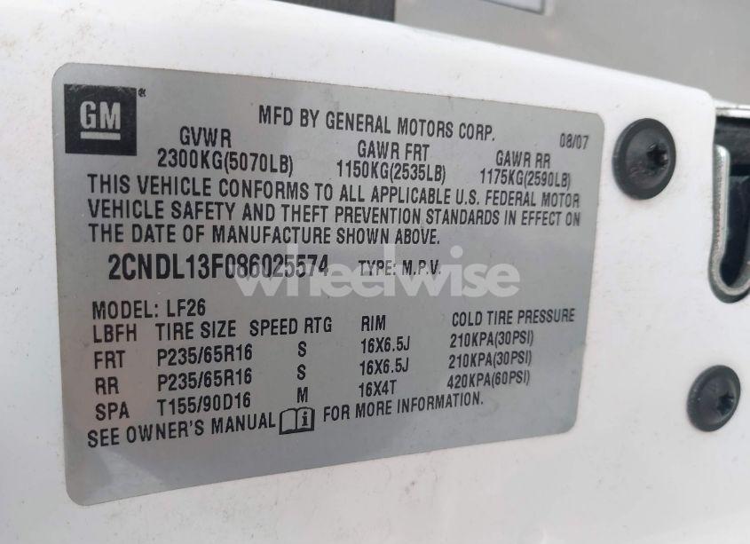 Photo 9 of 2008 Chevrolet Equinox LS (VIN 2CNDL13F086025574)