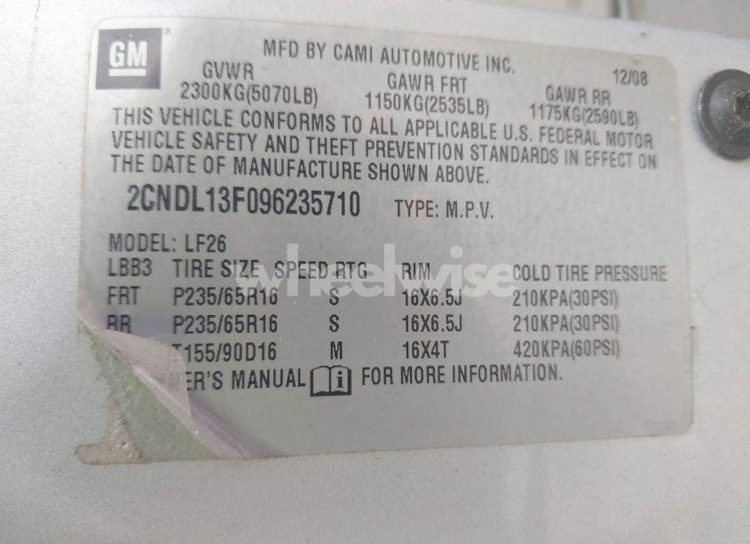 Photo 9 of 2009 Chevrolet Equinox LS (VIN 2CNDL13F096235710)