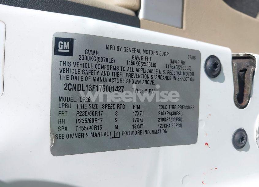 Photo 9 of 2007 Chevrolet Equinox LS (VIN 2CNDL13F176001427)