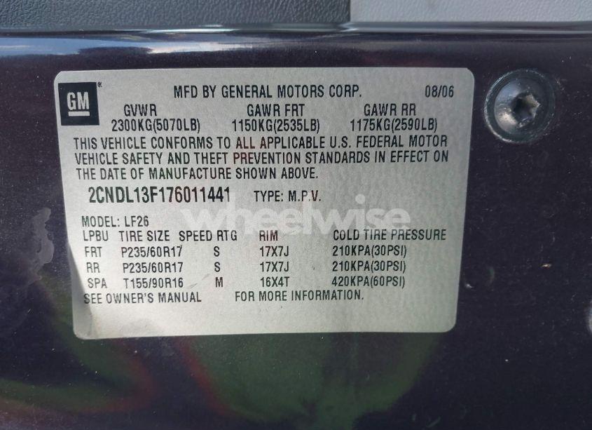 Photo 9 of 2007 Chevrolet Equinox LS (VIN 2CNDL13F176011441)