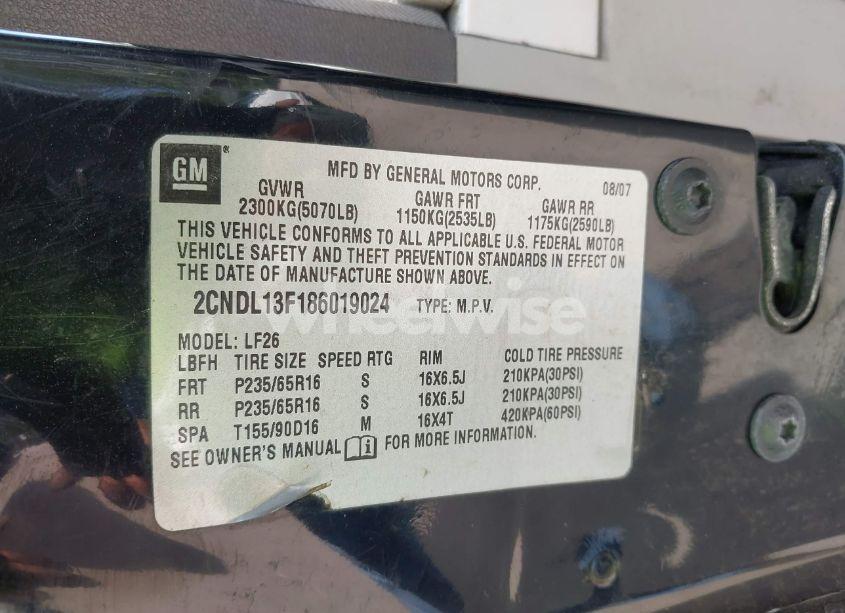 Photo 9 of 2008 Chevrolet Equinox LS (VIN 2CNDL13F186019024)