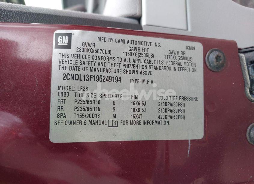 Photo 9 of 2009 Chevrolet Equinox LS (VIN 2CNDL13F196249194)