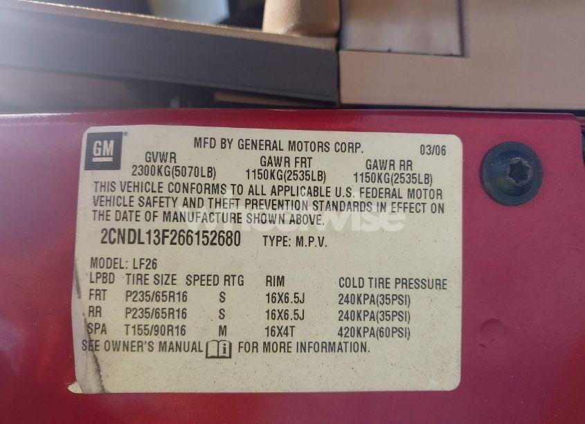 Photo 9 of 2006 Chevrolet Equinox LS (VIN 2CNDL13F266152680)