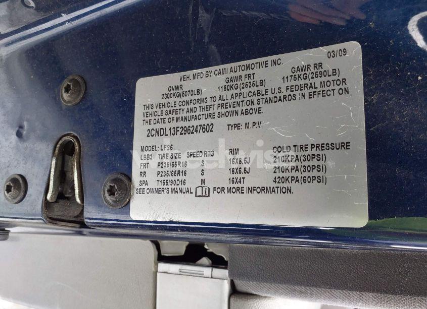 Photo 9 of 2009 Chevrolet Equinox LS (VIN 2CNDL13F296247602)