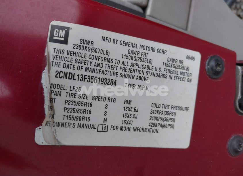 Photo 9 of 2005 Chevrolet Equinox LS (VIN 2CNDL13F356193284)