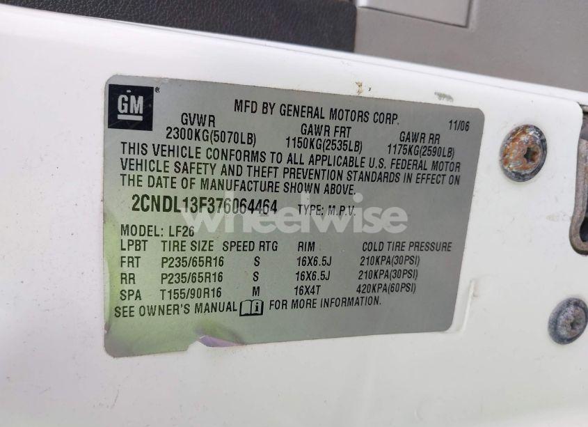 Photo 9 of 2007 Chevrolet Equinox LS (VIN 2CNDL13F376064464)