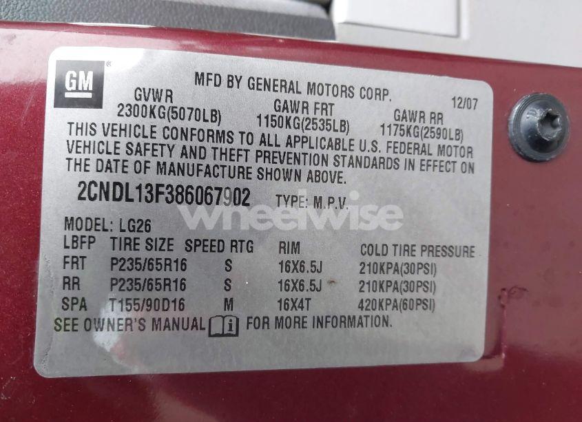 Photo 9 of 2008 Chevrolet Equinox LS (VIN 2CNDL13F386067902)