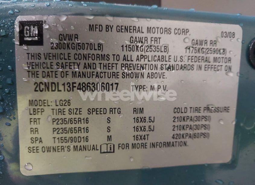 Photo 9 of 2008 Chevrolet Equinox LS (VIN 2CNDL13F486306017)