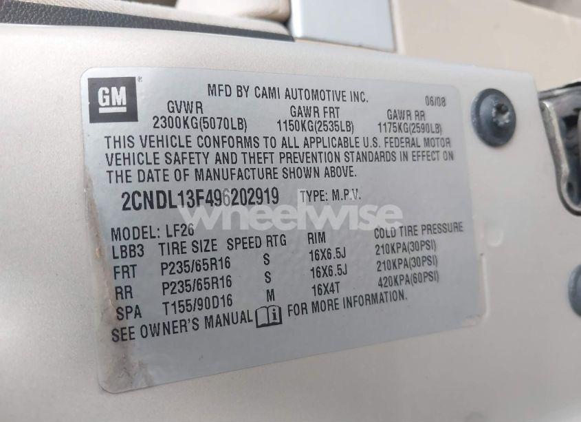 Photo 9 of 2009 Chevrolet Equinox LS (VIN 2CNDL13F496202919)