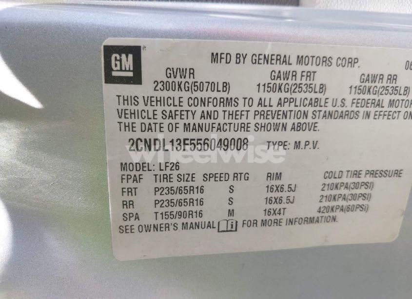 Photo 9 of 2005 Chevrolet Equinox LS (VIN 2CNDL13F556049008)