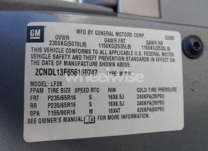 Photo 9 of 2005 Chevrolet Equinox LS (VIN 2CNDL13F656160747)