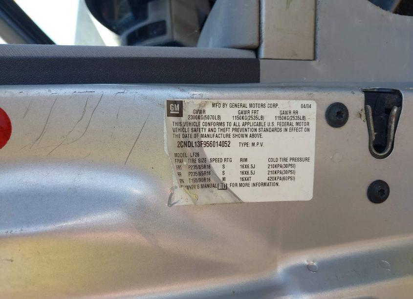 Photo 9 of 2005 Chevrolet Equinox LS (VIN 2CNDL13F956014052)