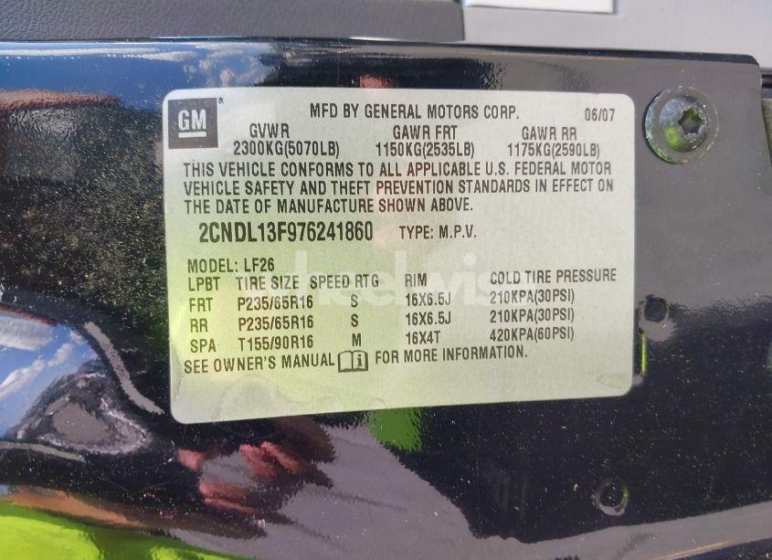 Photo 9 of 2007 Chevrolet Equinox LS (VIN 2CNDL13F976241860)