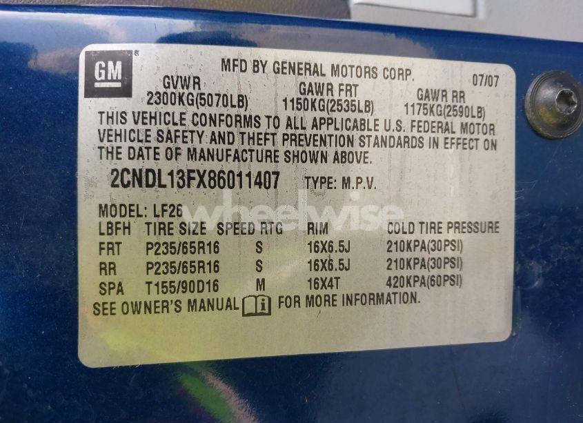 Photo 9 of 2008 Chevrolet Equinox LS (VIN 2CNDL13FX86011407)