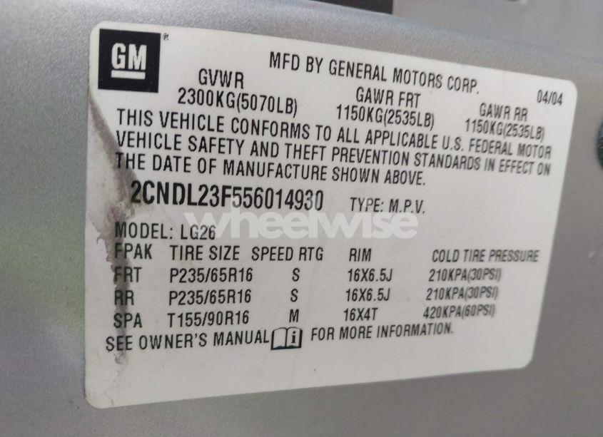 Photo 9 of 2005 Chevrolet Equinox LS (VIN 2CNDL23F556014930)