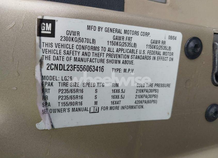 Photo 9 of 2005 Chevrolet Equinox LS (VIN 2CNDL23F556063416)