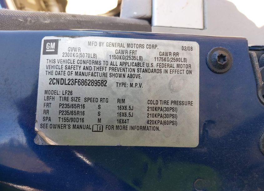 Photo 9 of 2008 Chevrolet Equinox LS (VIN 2CNDL23F686289582)