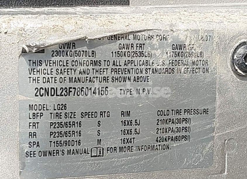 Photo 9 of 2008 Chevrolet Equinox LS (VIN 2CNDL23F786014156)