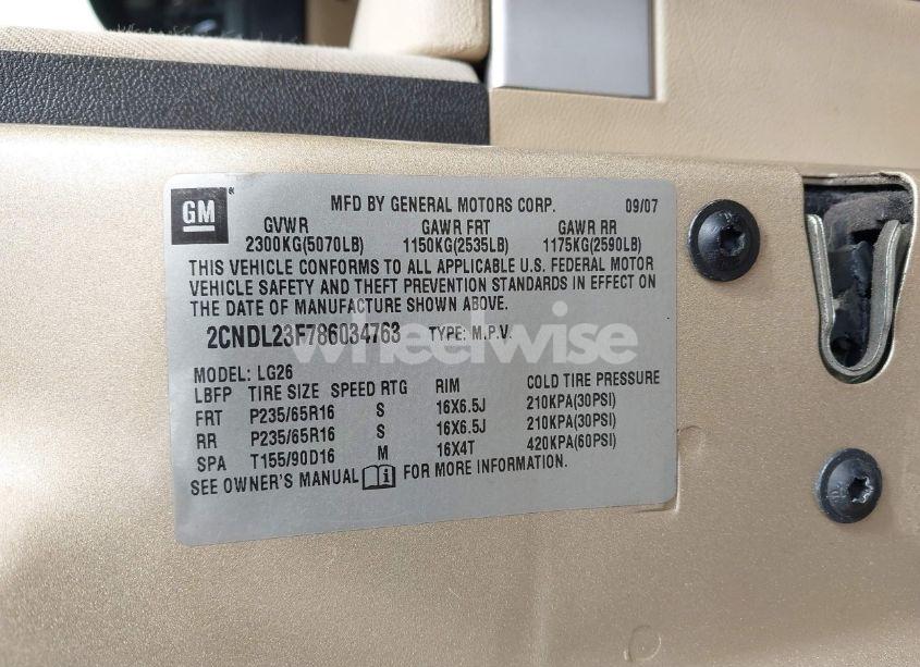 Photo 9 of 2008 Chevrolet Equinox LS (VIN 2CNDL23F786034763)