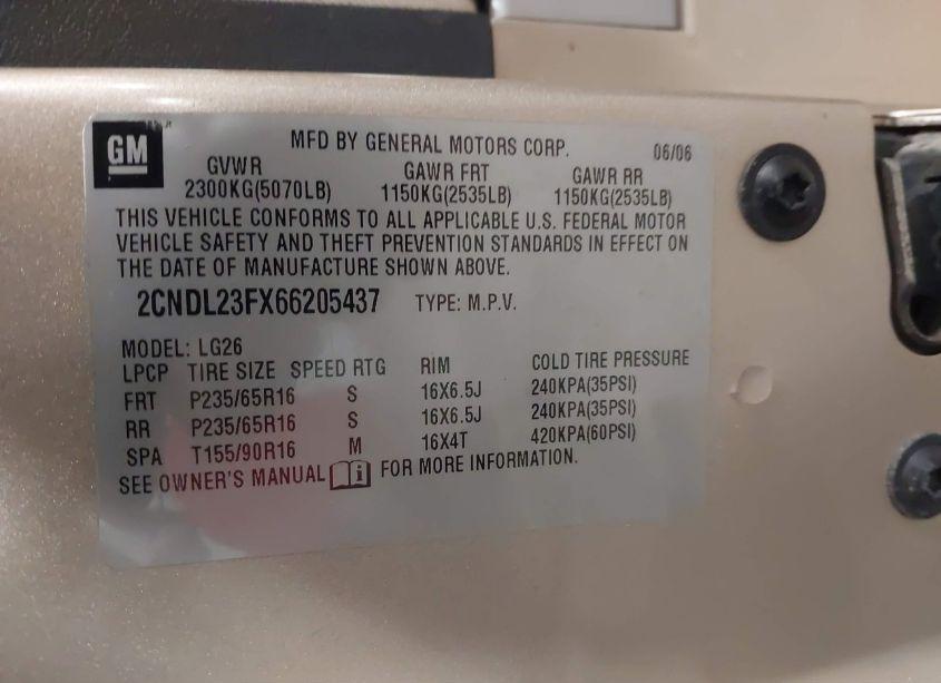 Photo 9 of 2006 Chevrolet Equinox LS (VIN 2CNDL23FX66205437)