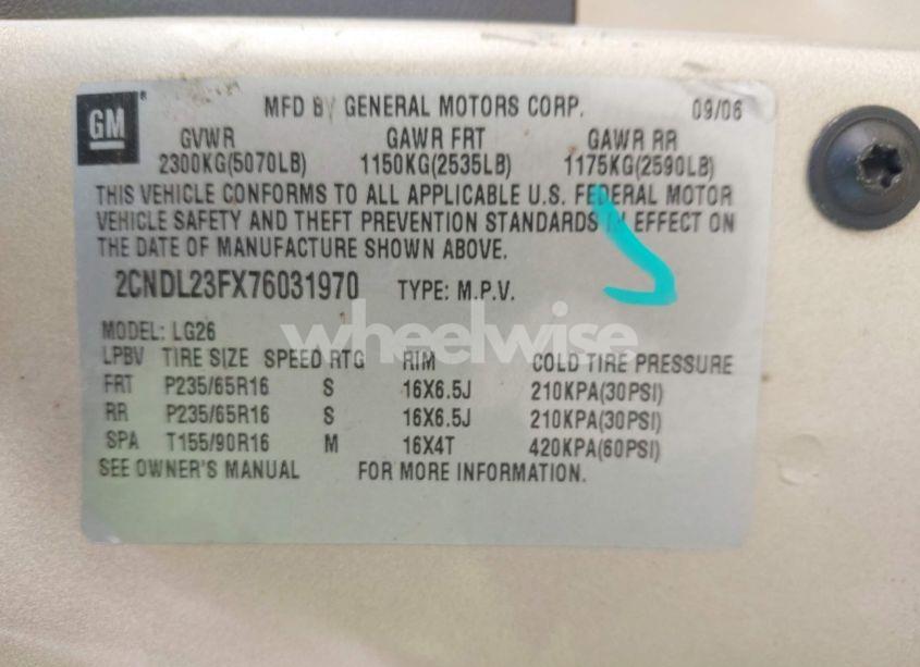 Photo 9 of 2007 Chevrolet Equinox LS (VIN 2CNDL23FX76031970)