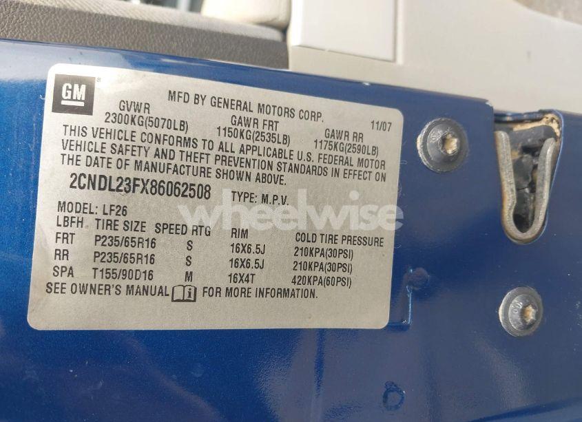 Photo 9 of 2008 Chevrolet Equinox LS (VIN 2CNDL23FX86062508)