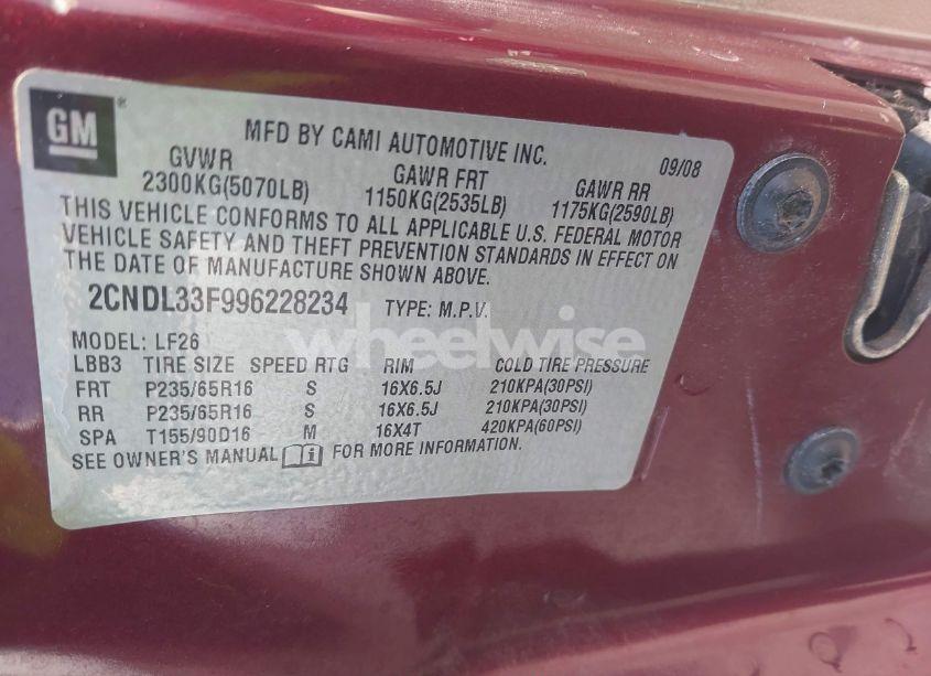 Photo 9 of 2009 Chevrolet Equinox LT (VIN 2CNDL33F996228234)