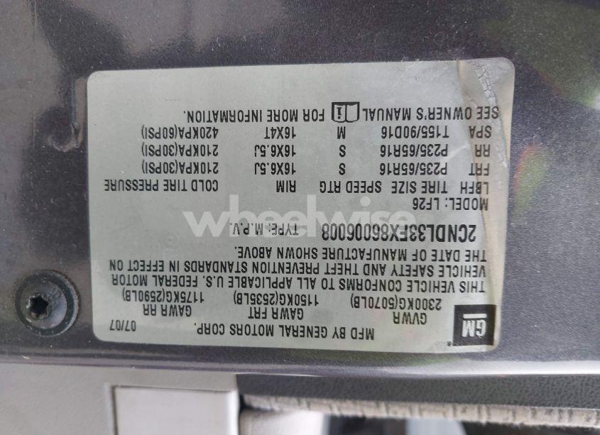Photo 9 of 2008 Chevrolet Equinox LT (VIN 2CNDL33FX86006008)