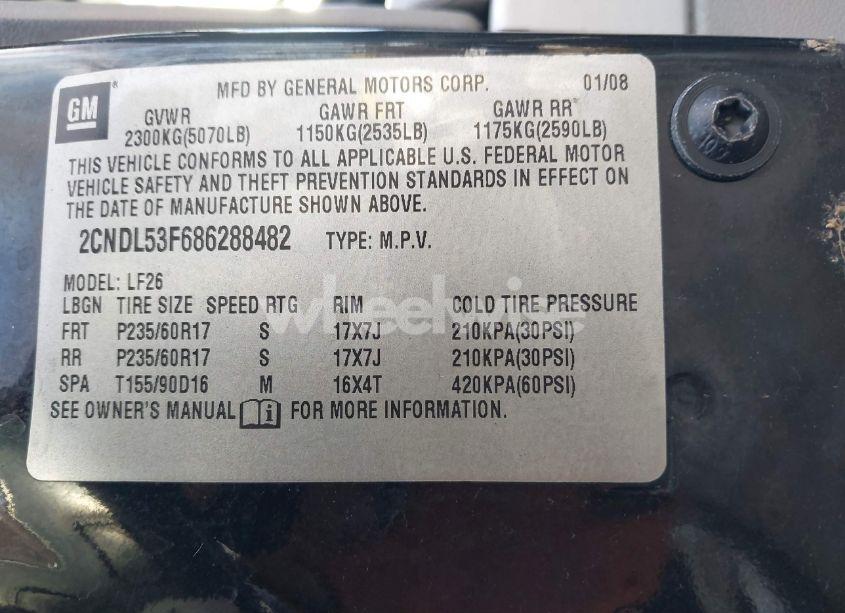 Photo 9 of 2008 Chevrolet Equinox LT (VIN 2CNDL53F686288482)