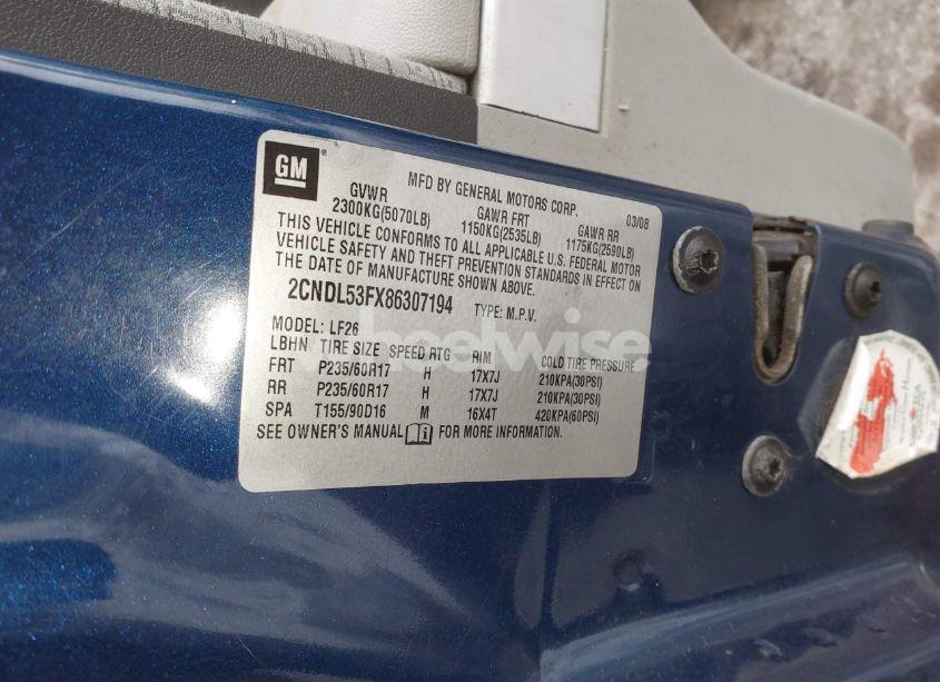 Photo 9 of 2008 Chevrolet Equinox LT (VIN 2CNDL53FX86307194)