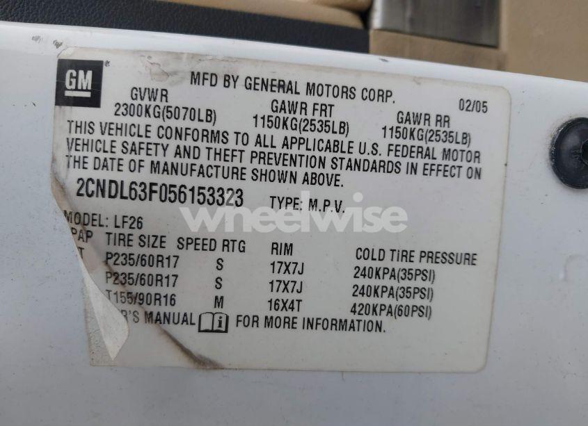 Photo 9 of 2005 Chevrolet Equinox LT (VIN 2CNDL63F056153323)