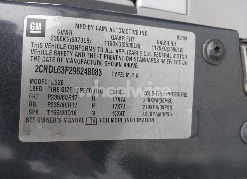 Photo 9 of 2009 Chevrolet Equinox LT (VIN 2CNDL63F296248083)