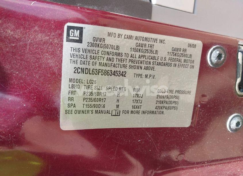 Photo 9 of 2008 Chevrolet Equinox LT (VIN 2CNDL63F586345342)