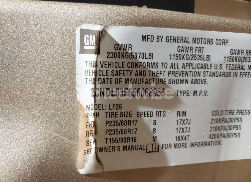 Photo 9 of 2005 Chevrolet Equinox LT (VIN 2CNDL63F656088963)