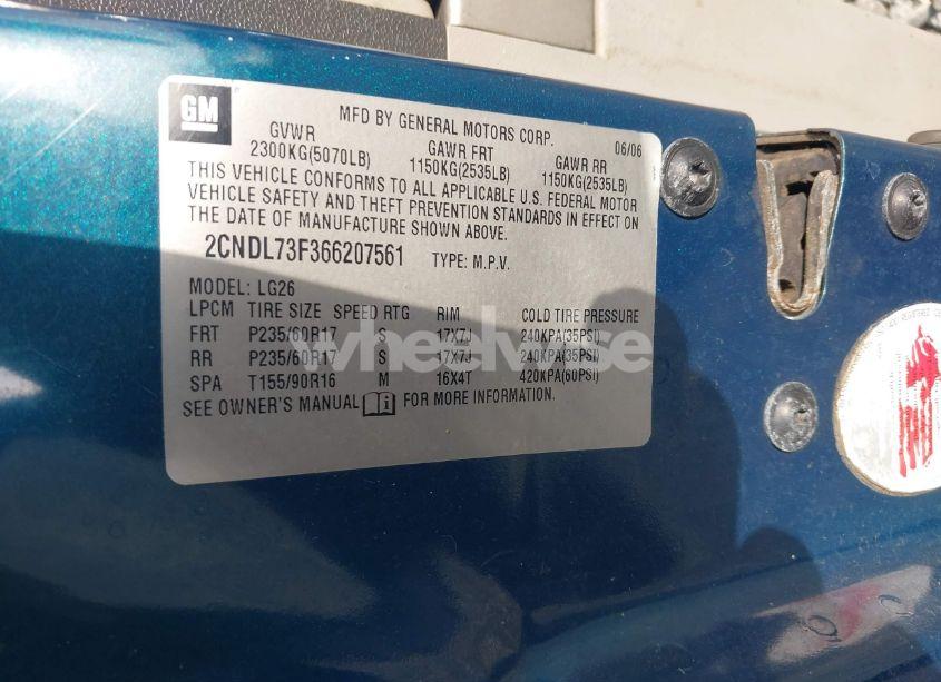 Photo 9 of 2006 Chevrolet Equinox LT (VIN 2CNDL73F366207561)