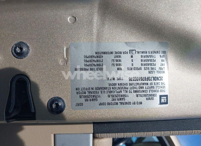 Photo 9 of 2007 Chevrolet Equinox LT (VIN 2CNDL73F876100376)