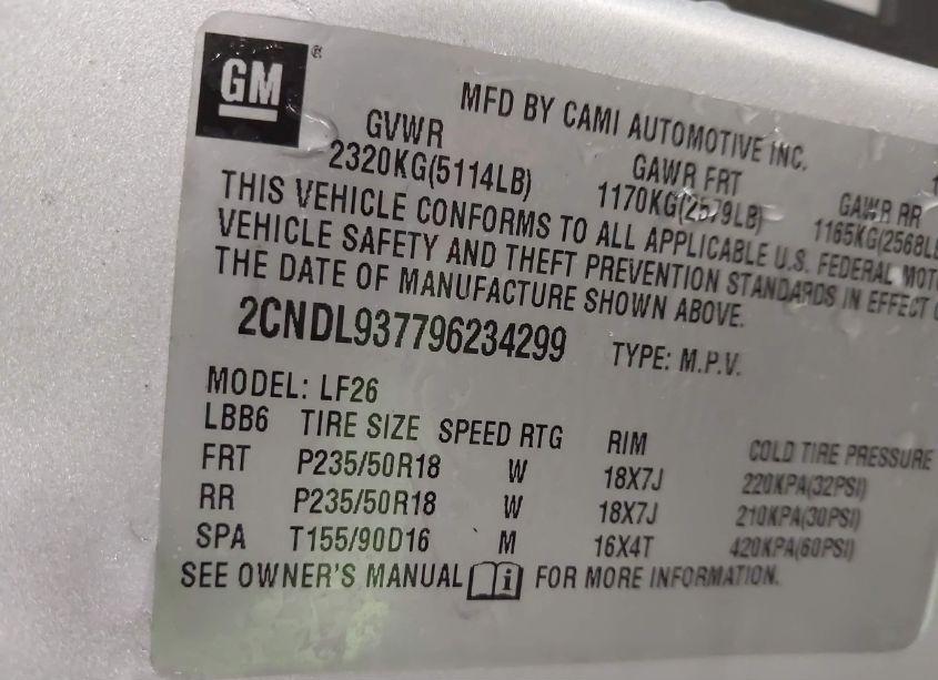 Photo 9 of 2009 Chevrolet Equinox SPORT (VIN 2CNDL937796234299)