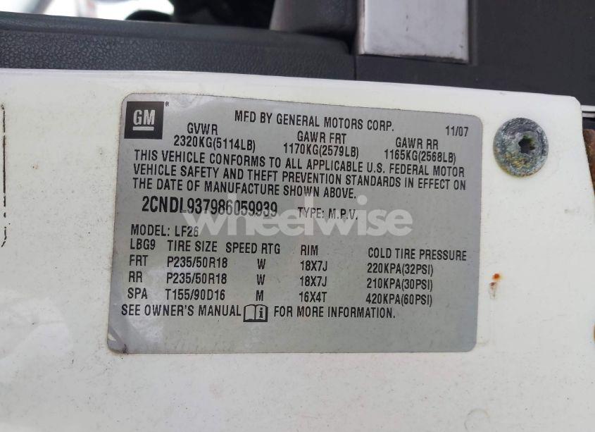 Photo 9 of 2008 Chevrolet Equinox SPORT (VIN 2CNDL937986059939)