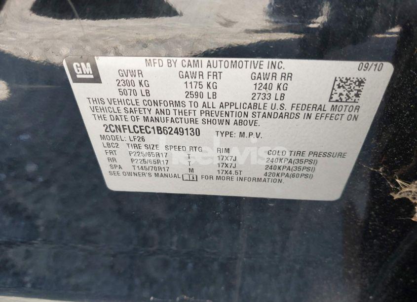 Photo 9 of 2011 Chevrolet Equinox LS (VIN 2CNFLCEC1B6249130)