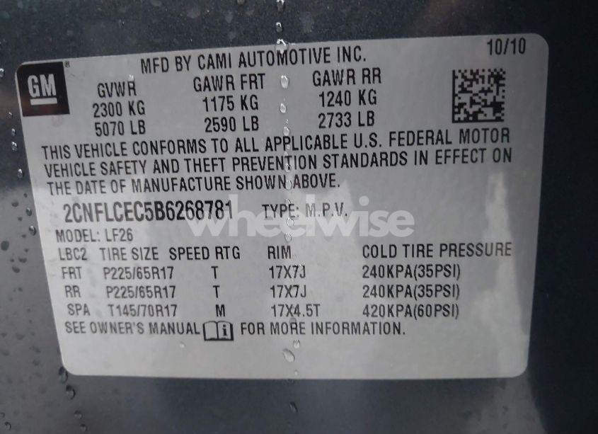 Photo 9 of 2011 Chevrolet Equinox LS (VIN 2CNFLCEC5B6268781)
