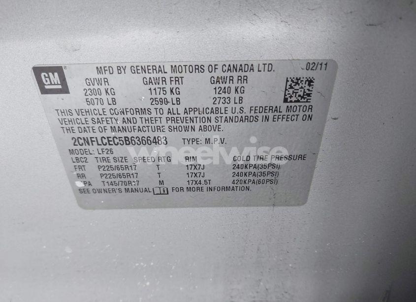 Photo 9 of 2011 Chevrolet Equinox LS (VIN 2CNFLCEC5B6366483)