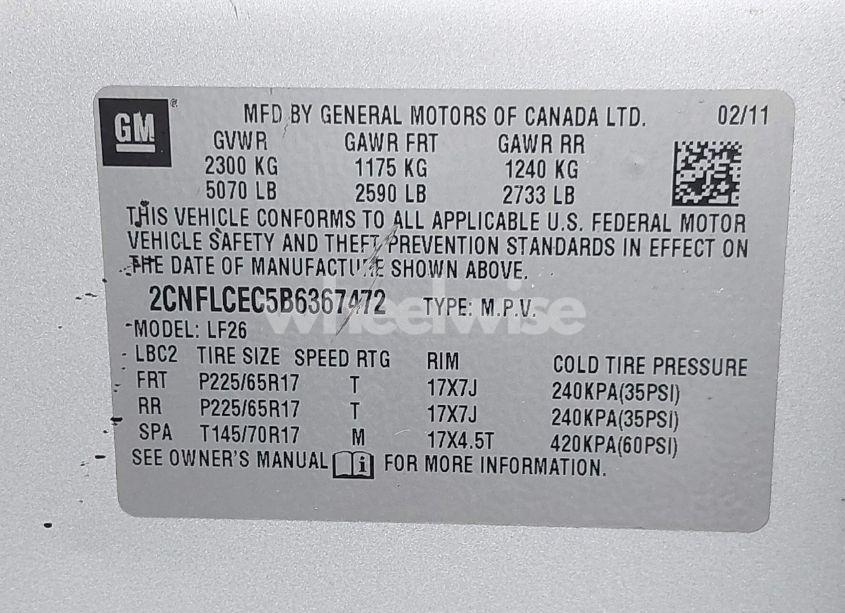 Photo 9 of 2011 Chevrolet Equinox LS (VIN 2CNFLCEC5B6367472)