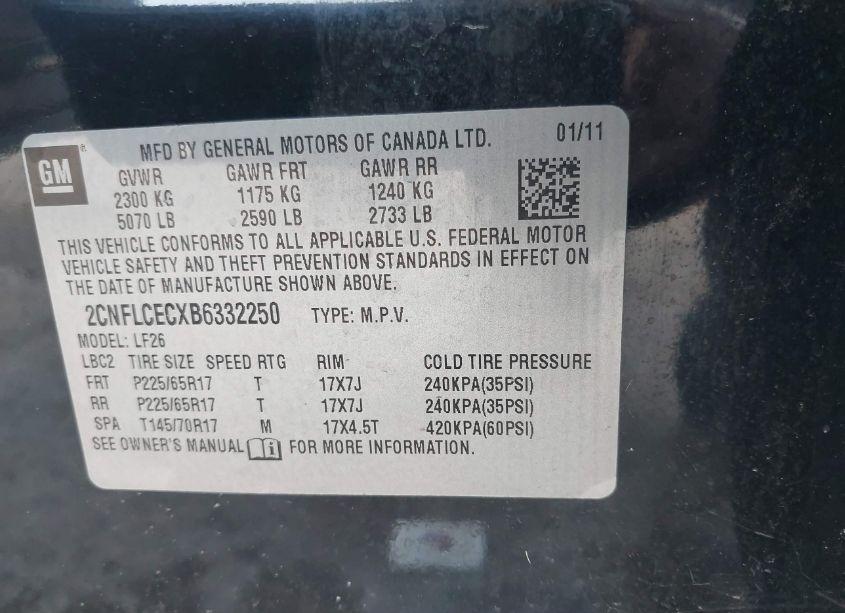 Photo 9 of 2011 Chevrolet Equinox LS (VIN 2CNFLCECXB6332250)