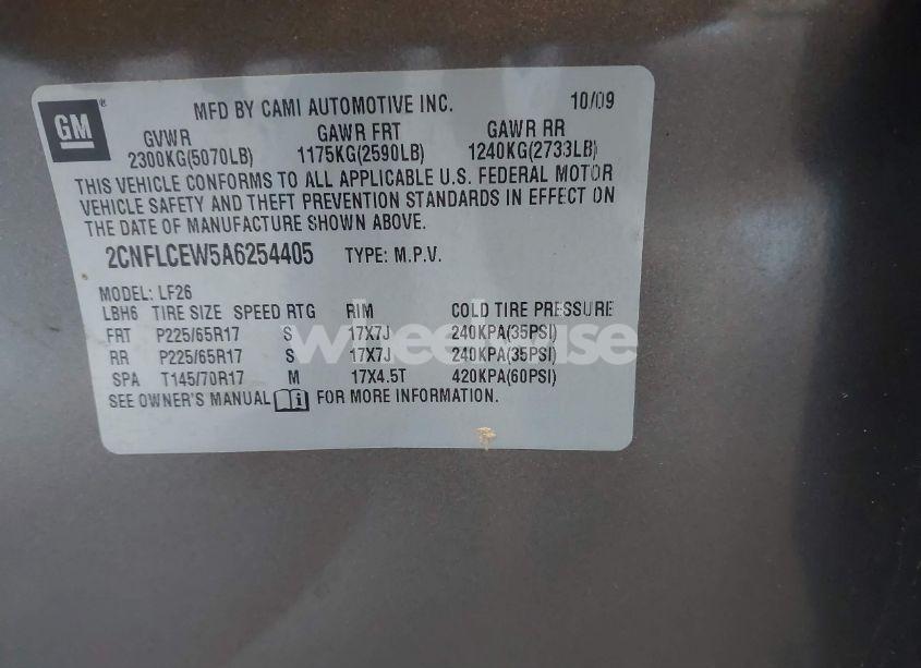 Photo 9 of 2010 Chevrolet Equinox LS (VIN 2CNFLCEW5A6254405)