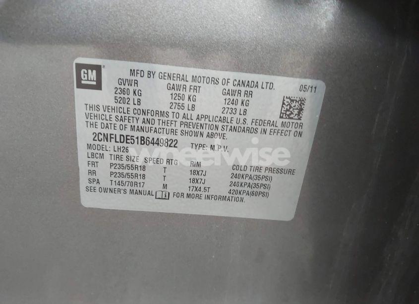 Photo 9 of 2011 Chevrolet Equinox 1LT (VIN 2CNFLDE51B6449822)